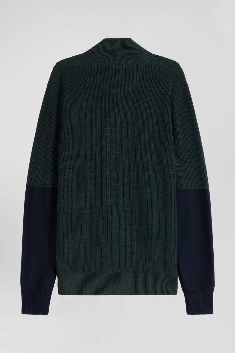 Eden Park Regular fit cotton crew neck sweater with mesh play