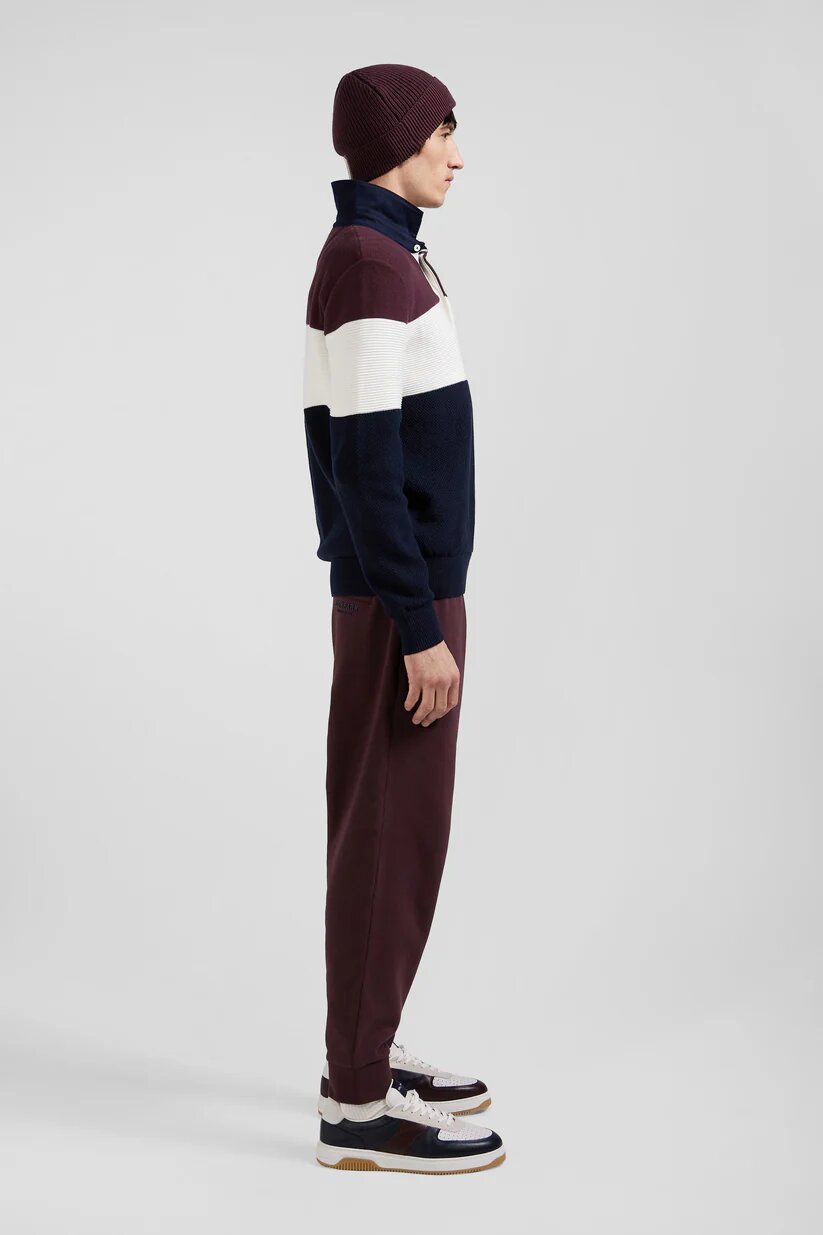 Eden Park Regular fit cotton jersey collar sweater with mesh play