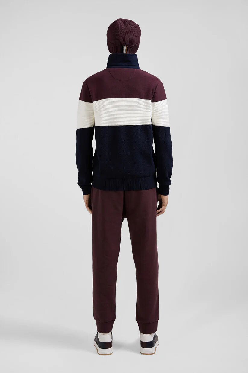 Eden Park Regular fit cotton jersey collar sweater with mesh play