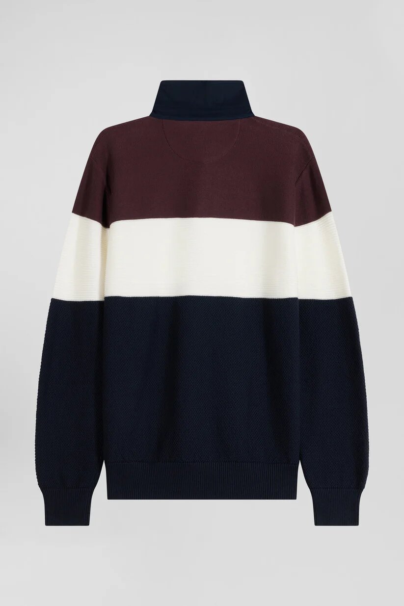 Eden Park Regular fit cotton jersey collar sweater with mesh play