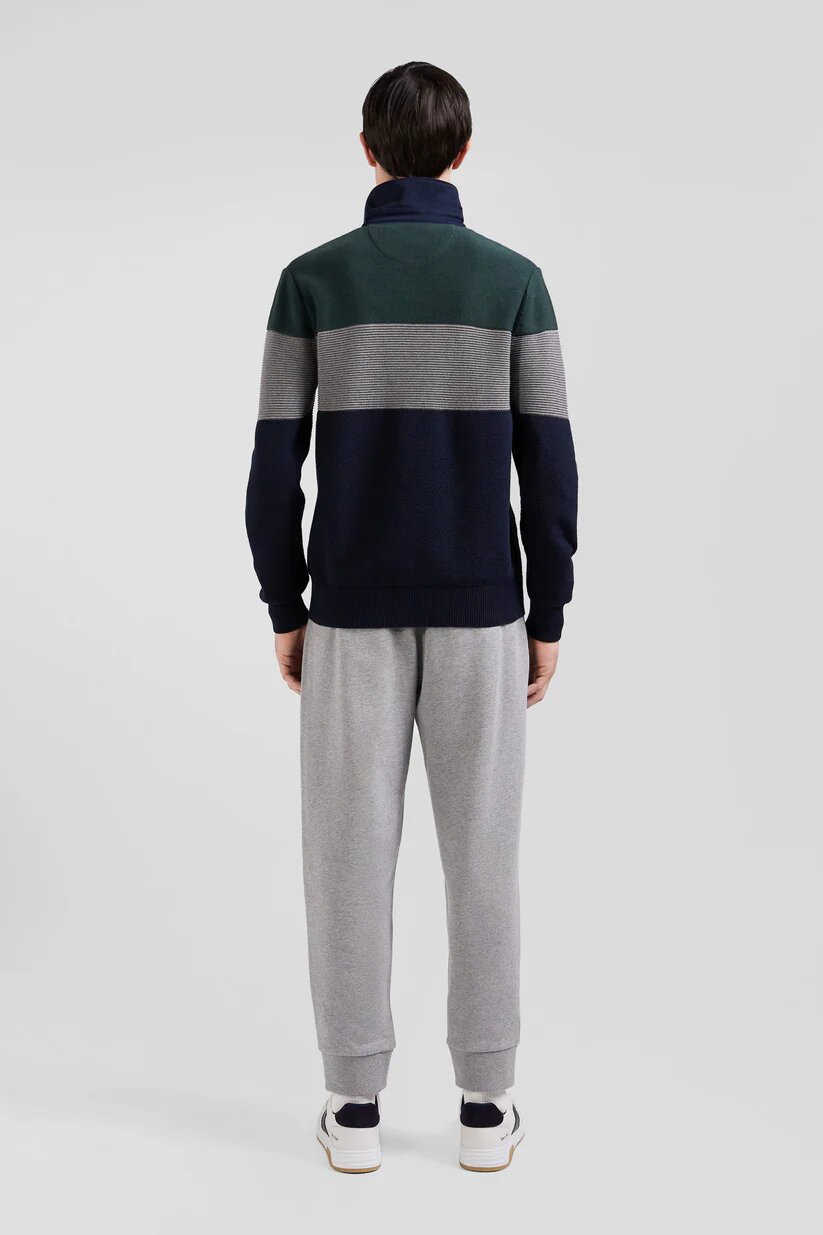 Eden Park Regular fit cotton jersey collar sweater with mesh play