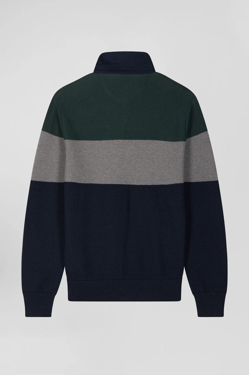 Eden Park Regular fit cotton jersey collar sweater with mesh play