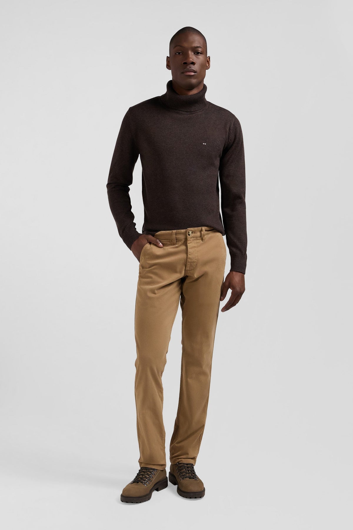 Eden Park Regular Fit Charcoal Stretch Cotton Gabardine Chino Pants