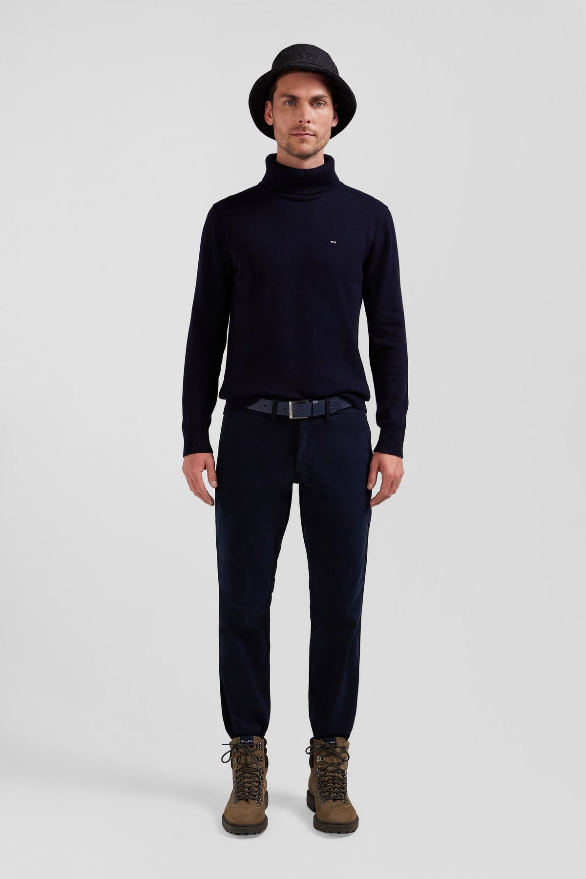 Eden Park Regular Fit Charcoal Stretch Cotton Gabardine Chino Pants