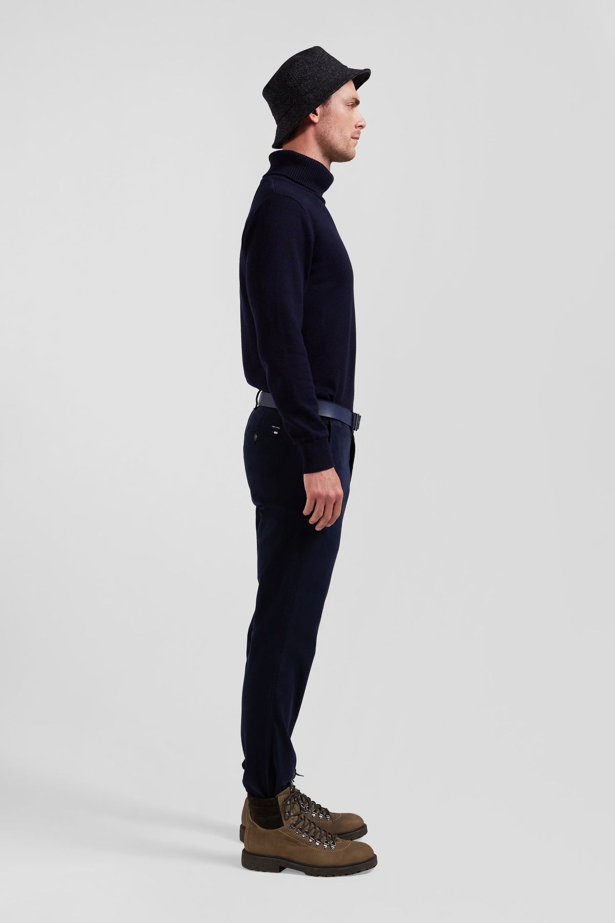 Eden Park Regular Fit Charcoal Stretch Cotton Gabardine Chino Pants