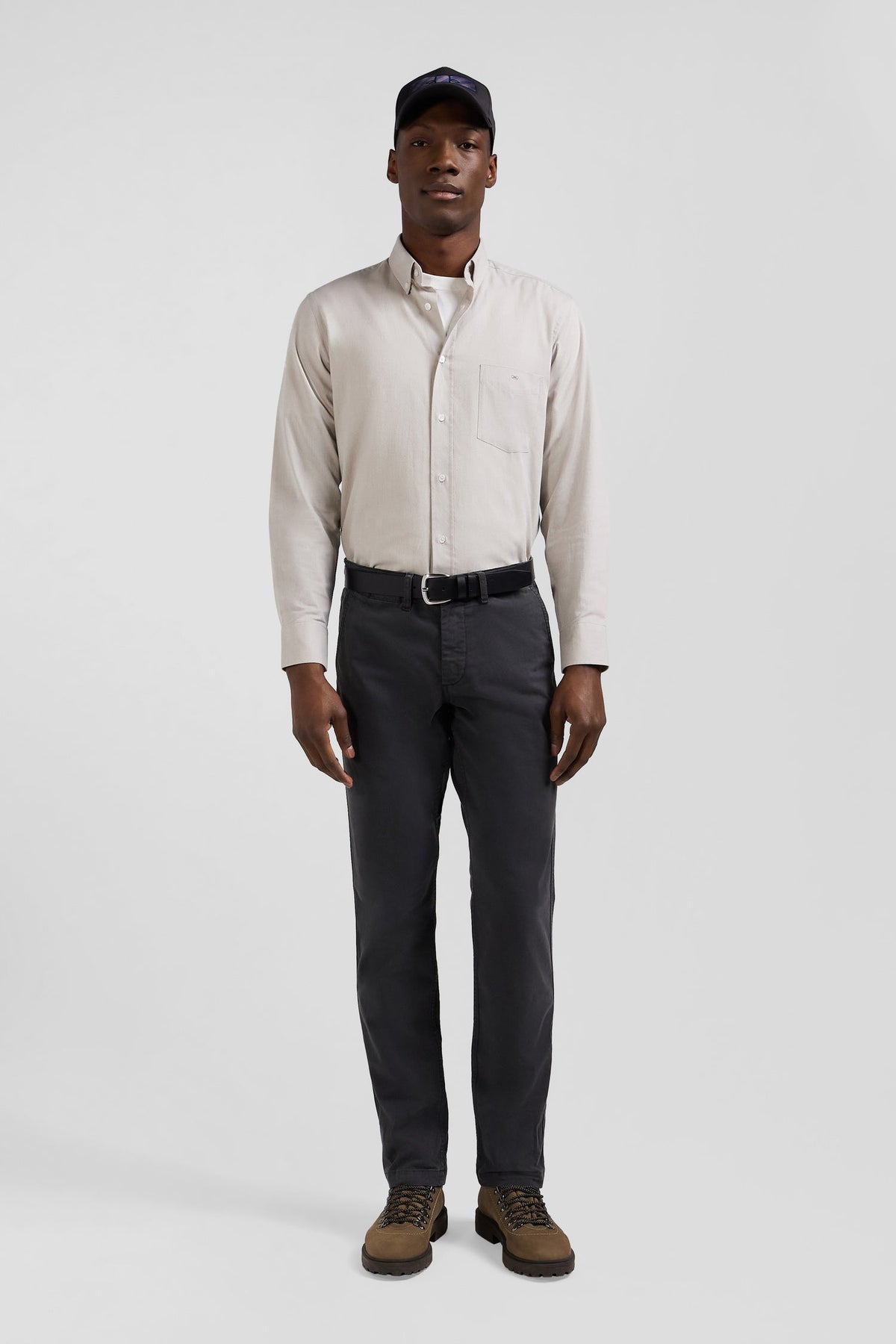Eden Park Regular Fit Charcoal Stretch Cotton Gabardine Chino Pants