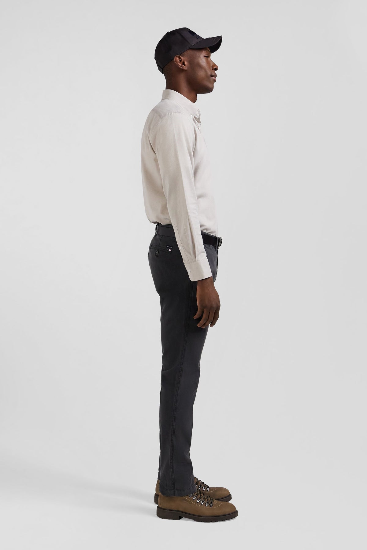 Eden Park Regular Fit Charcoal Stretch Cotton Gabardine Chino Pants