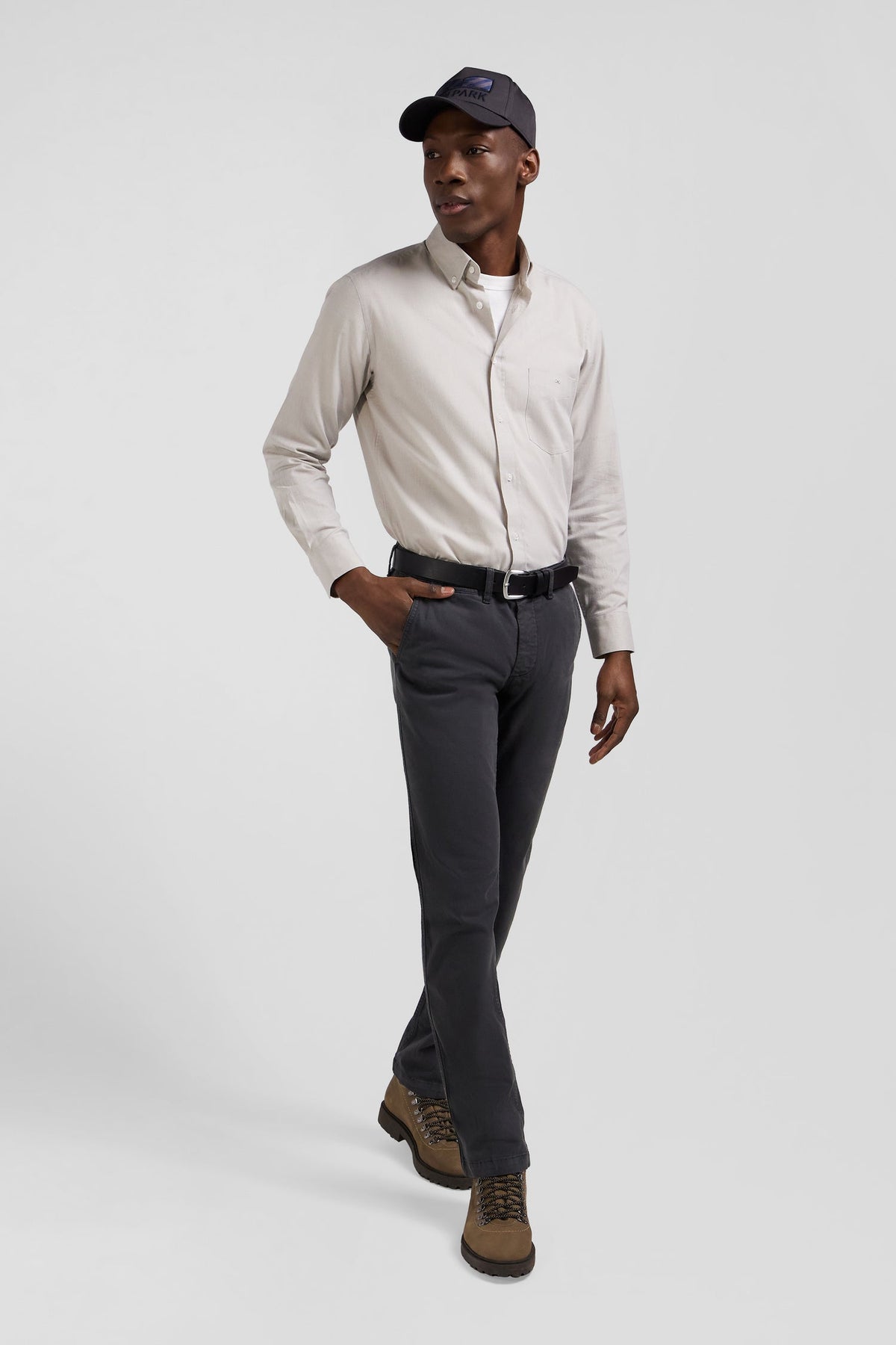 Eden Park Regular Fit Charcoal Stretch Cotton Gabardine Chino Pants