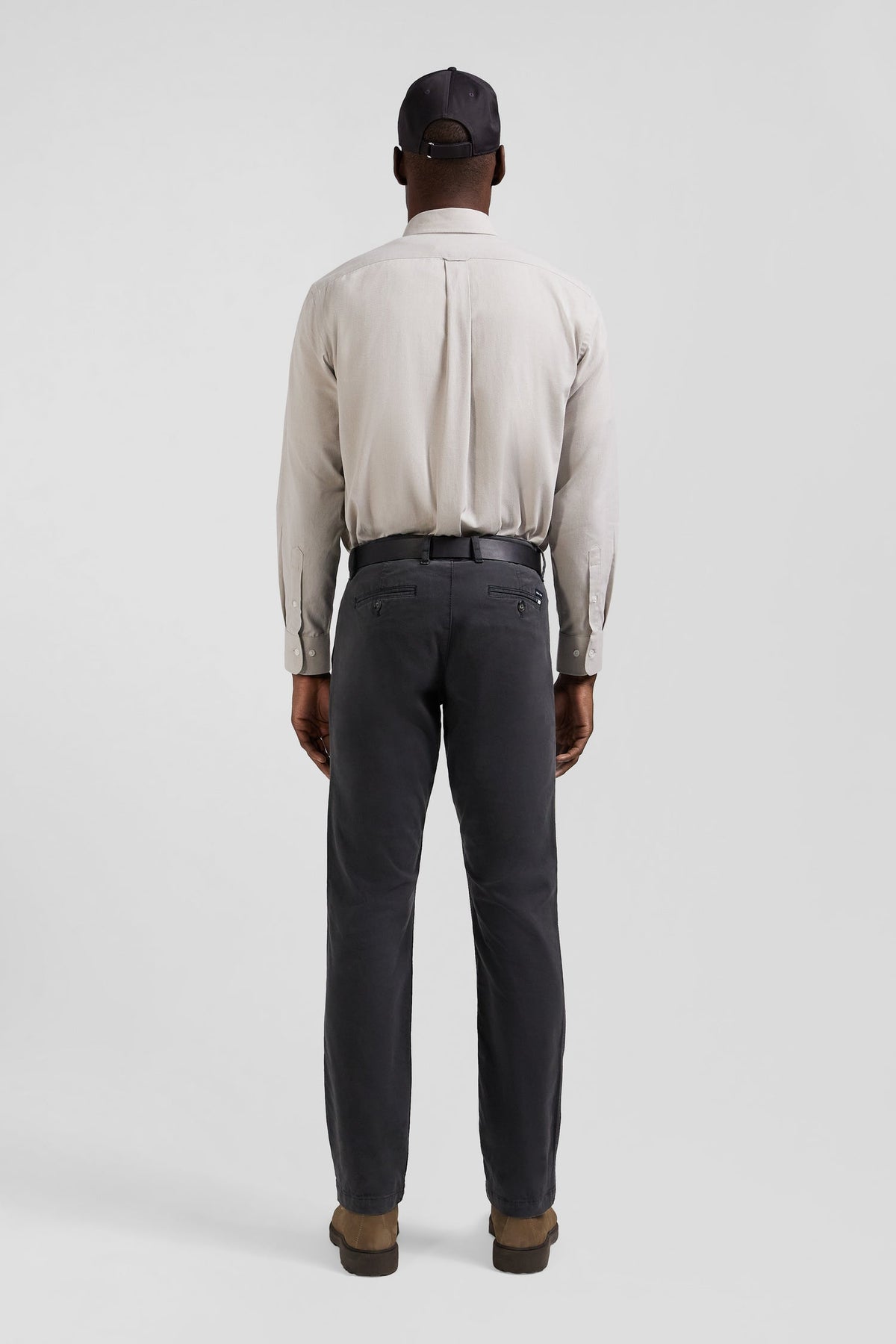 Eden Park Regular Fit Charcoal Stretch Cotton Gabardine Chino Pants