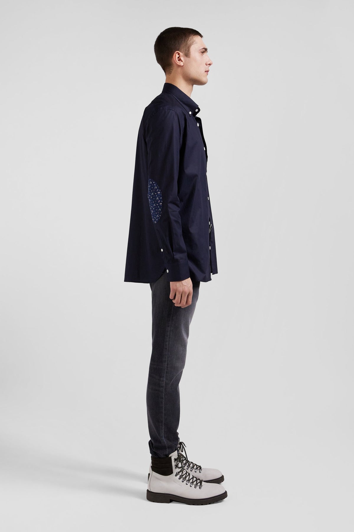 Eden Park Cotton Poplin Shirt With Button-Down Collar And Printed Elbow Patches, Regular Fit