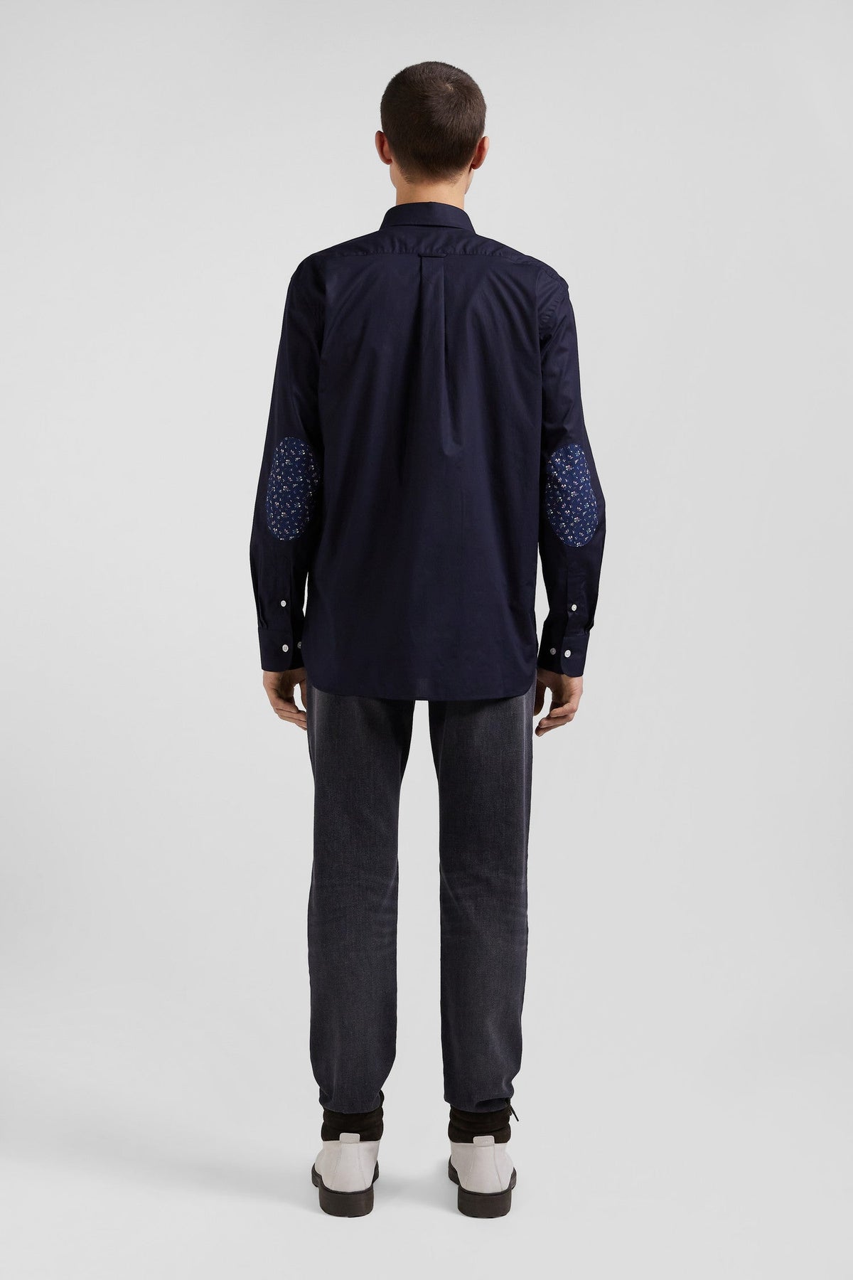 Eden Park Cotton Poplin Shirt With Button-Down Collar And Printed Elbow Patches, Regular Fit