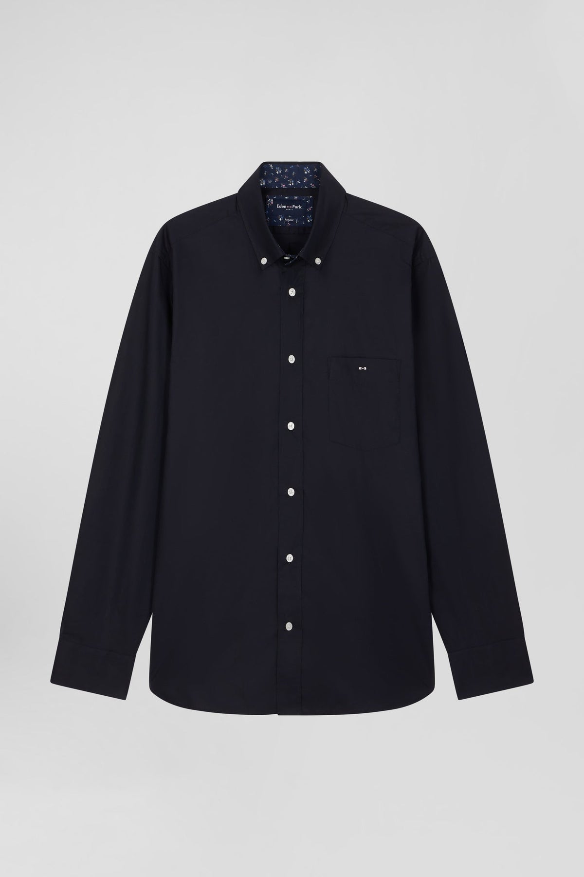 Eden Park Cotton Poplin Shirt With Button-Down Collar And Printed Elbow Patches, Regular Fit