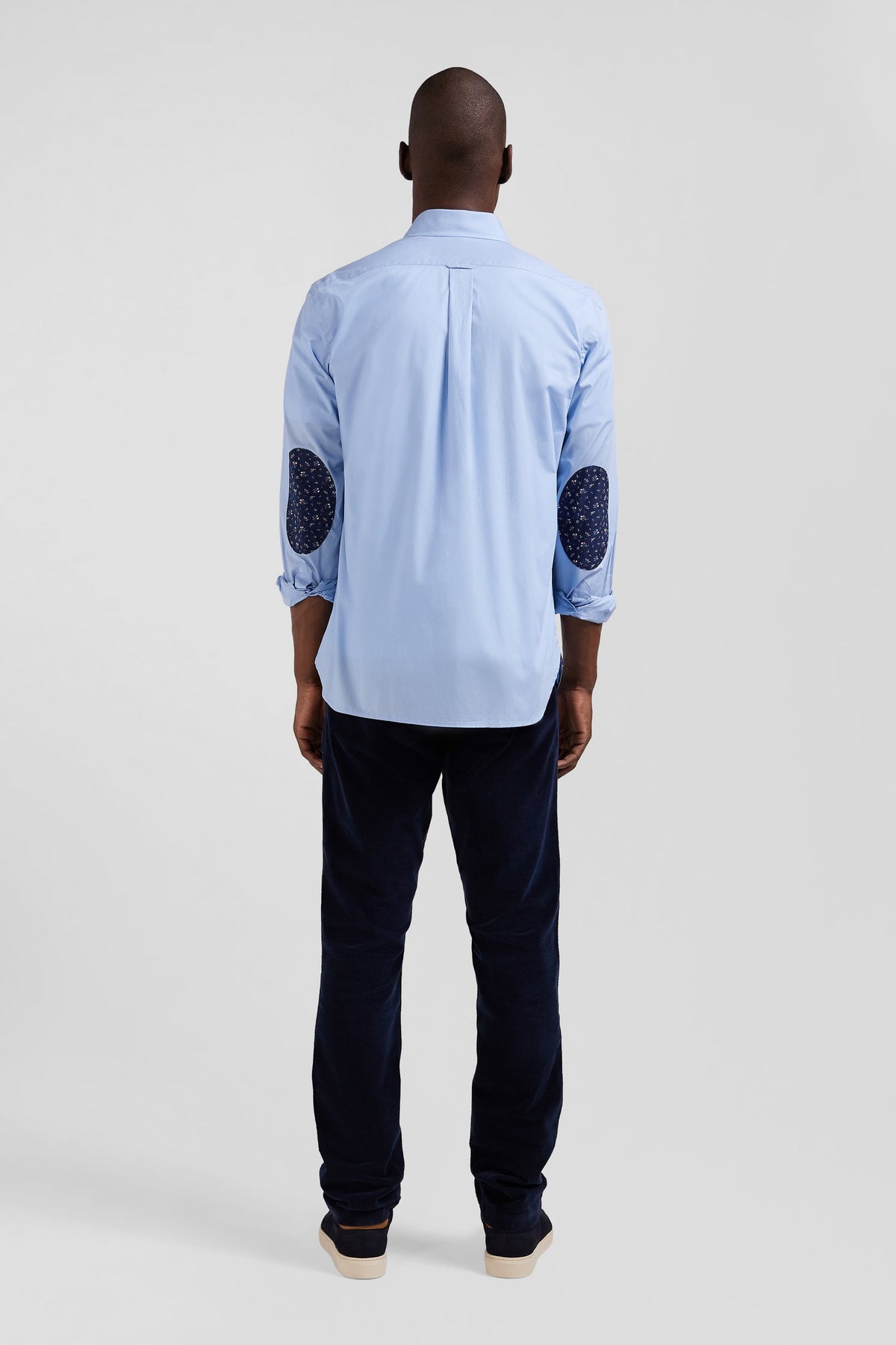 Eden Park Cotton Poplin Shirt With Button-Down Collar And Printed Elbow Patches, Regular Fit