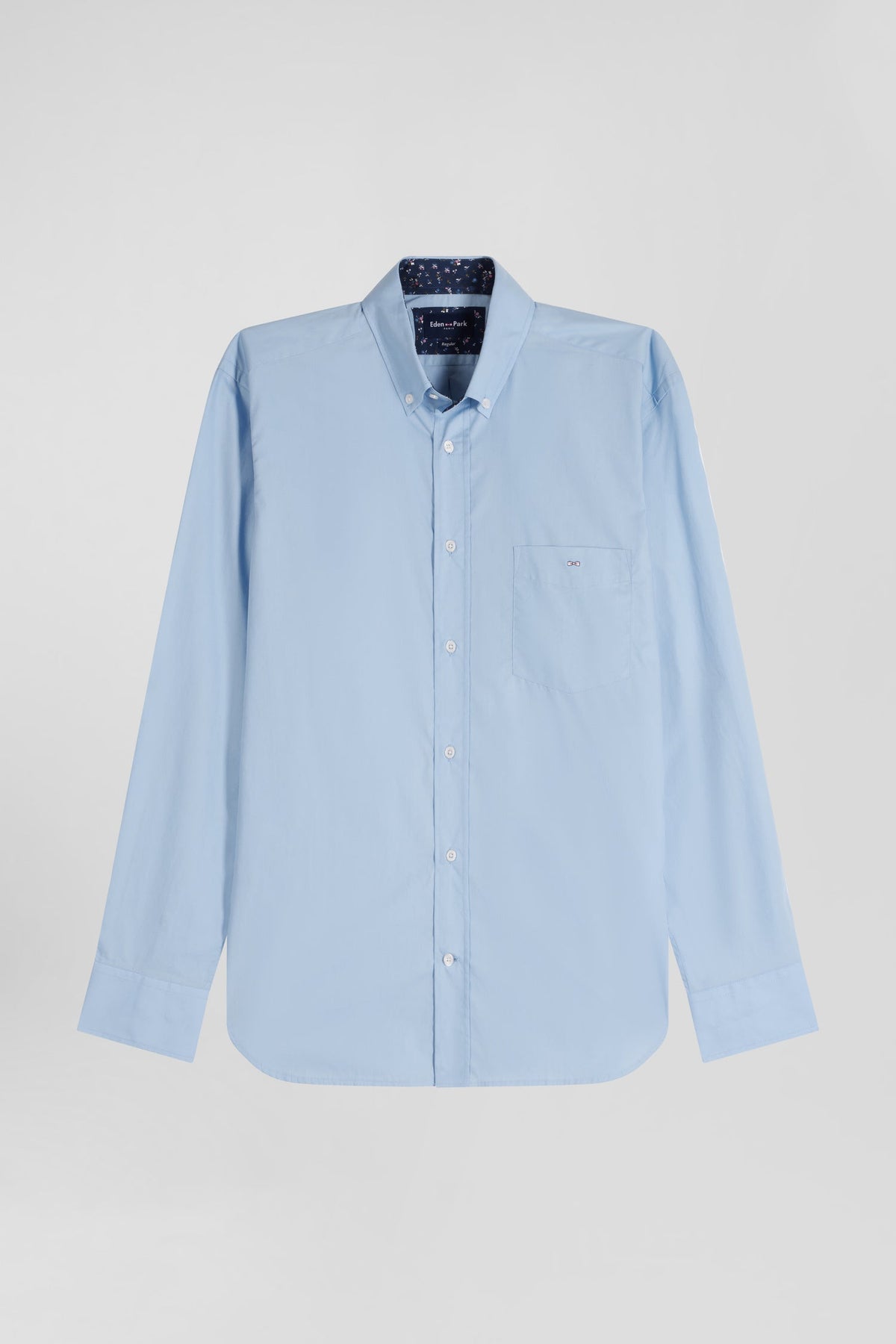 Eden Park Cotton Poplin Shirt With Button-Down Collar And Printed Elbow Patches, Regular Fit