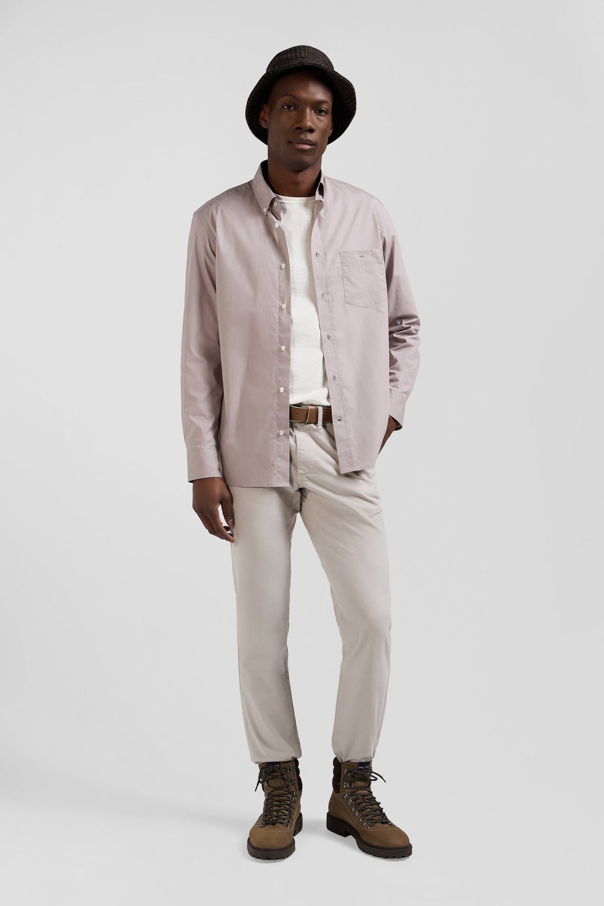 Eden Park Cotton Poplin Shirt With Button-Down Collar And Printed Elbow Patches, Regular Fit