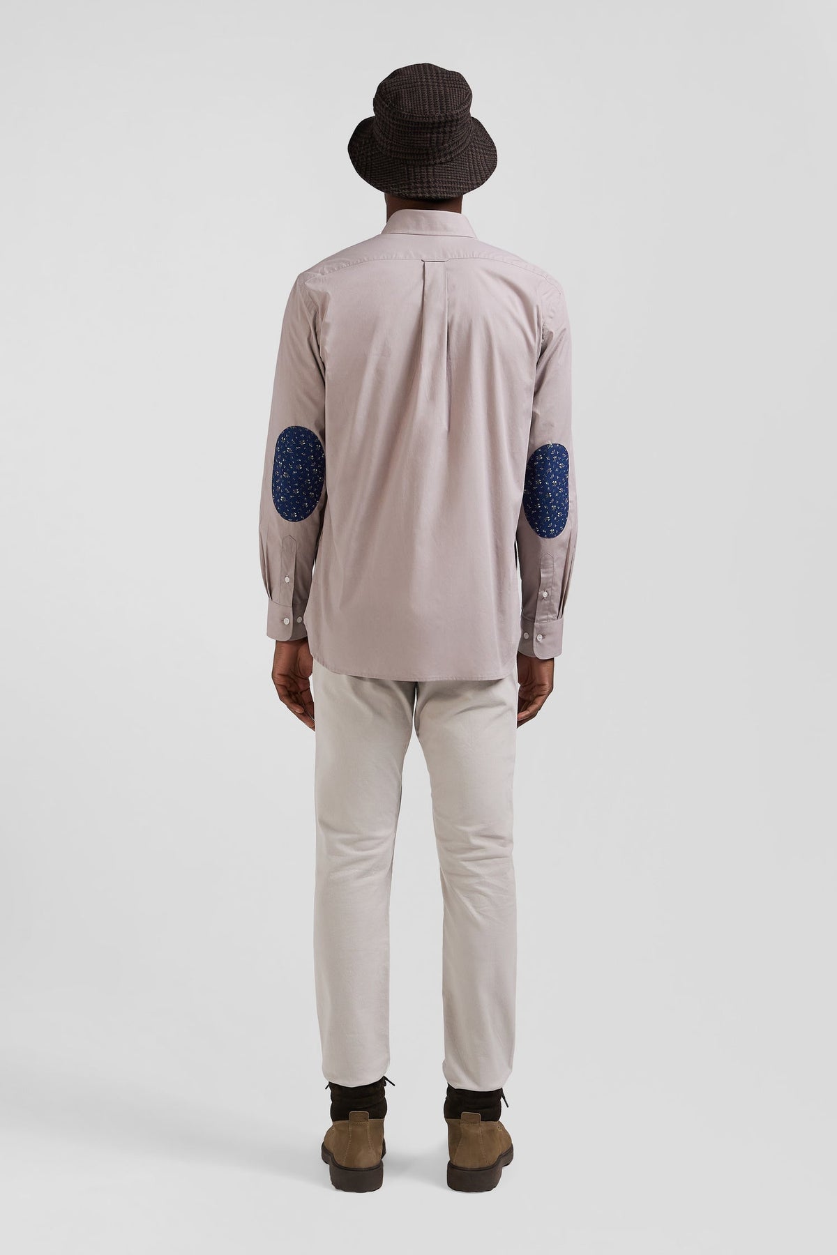 Eden Park Cotton Poplin Shirt With Button-Down Collar And Printed Elbow Patches, Regular Fit