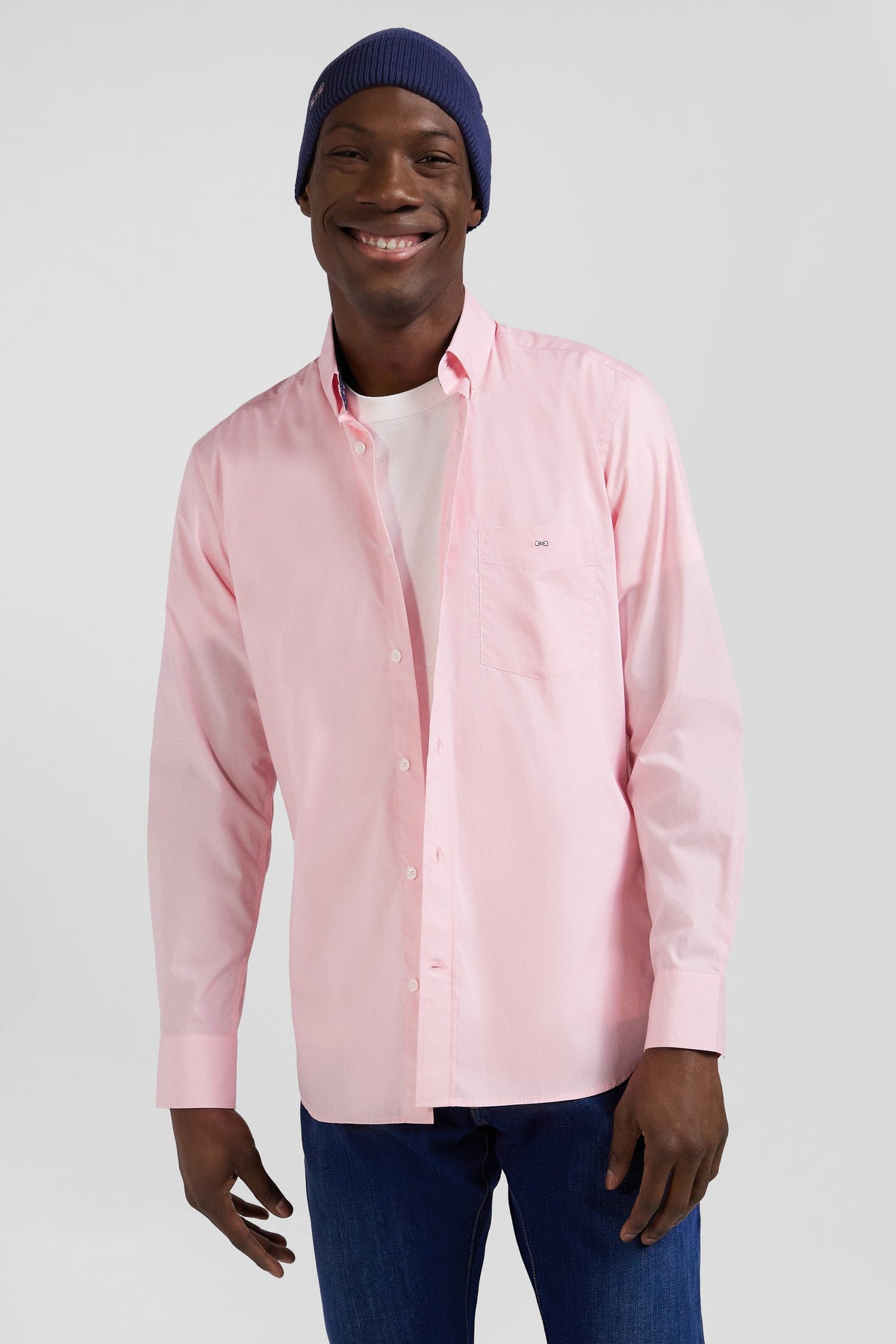Eden Park Cotton Poplin Shirt With Button-Down Collar And Printed Elbow Patches, Regular Fit