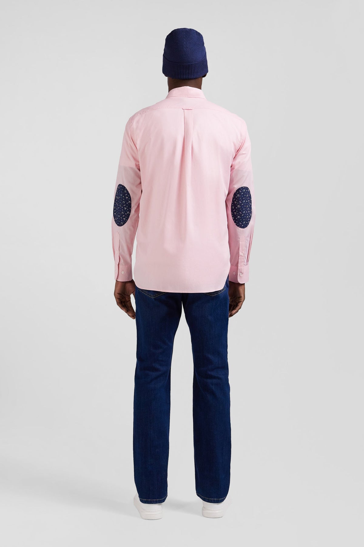 Eden Park Cotton Poplin Shirt With Button-Down Collar And Printed Elbow Patches, Regular Fit