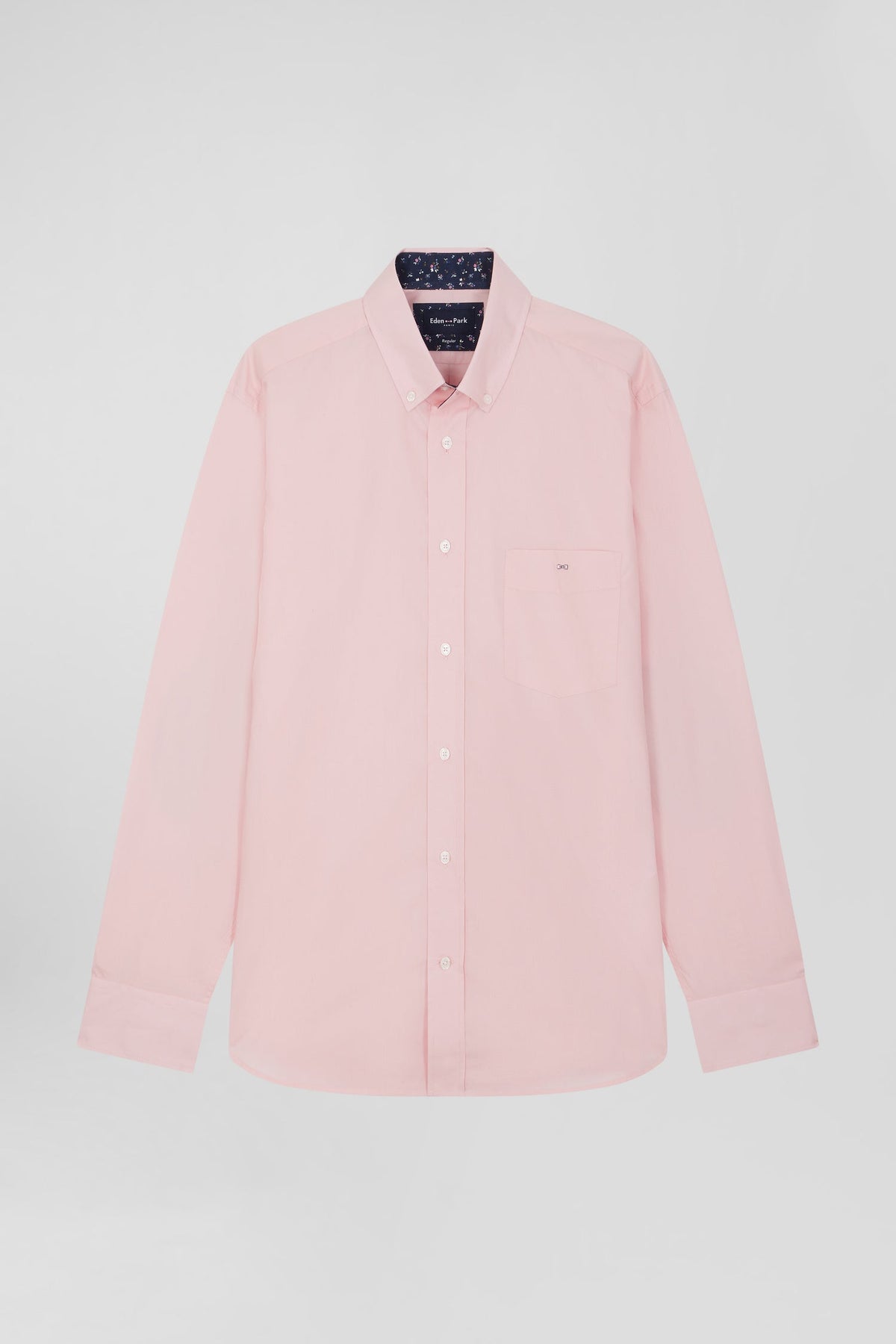 Eden Park Cotton Poplin Shirt With Button-Down Collar And Printed Elbow Patches, Regular Fit