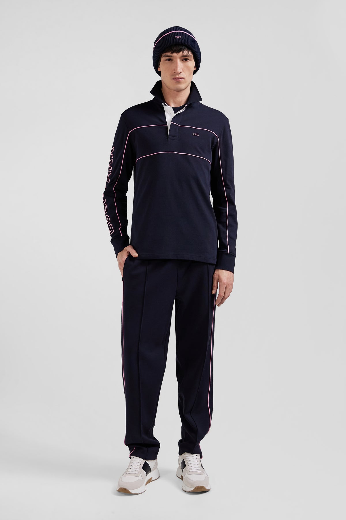 Eden Park Long-Sleeved With Pink Piping, Eden Park Embroidery, Regular Fit