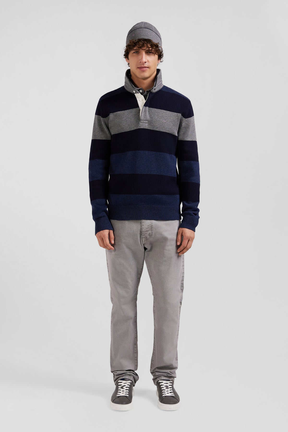 Eden Park Regular Fit Striped Jersey Collar Sweater
