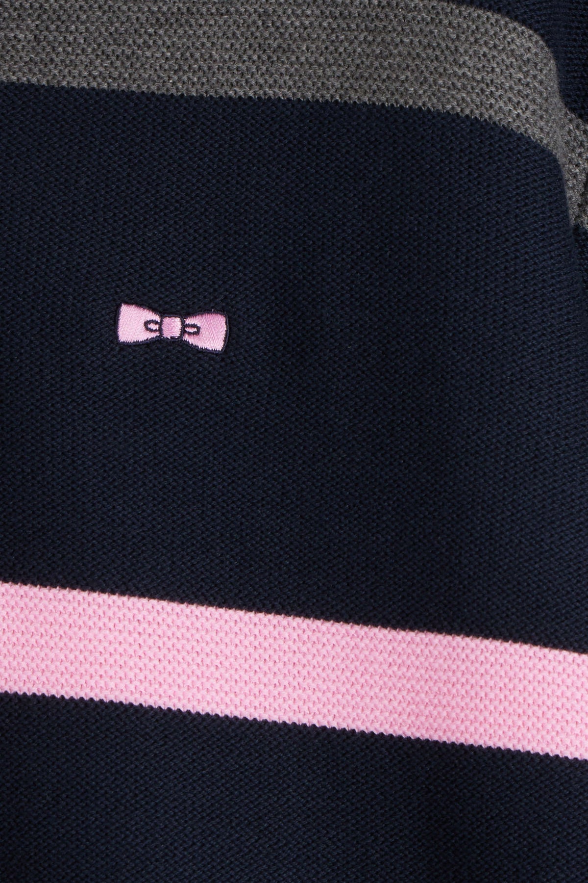 Eden Park Regular Fit Striped Cotton Polo Neck Sweater