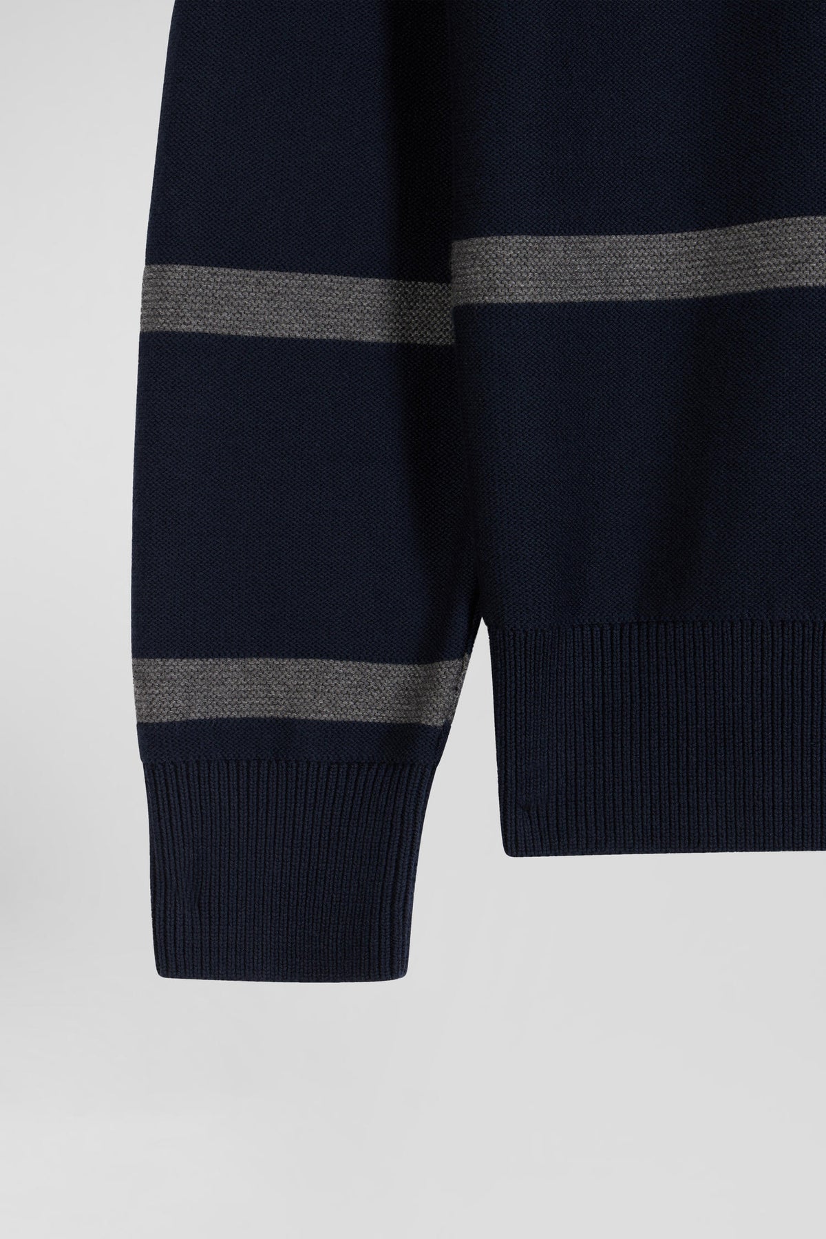 Eden Park Regular Fit Striped Cotton Polo Neck Sweater