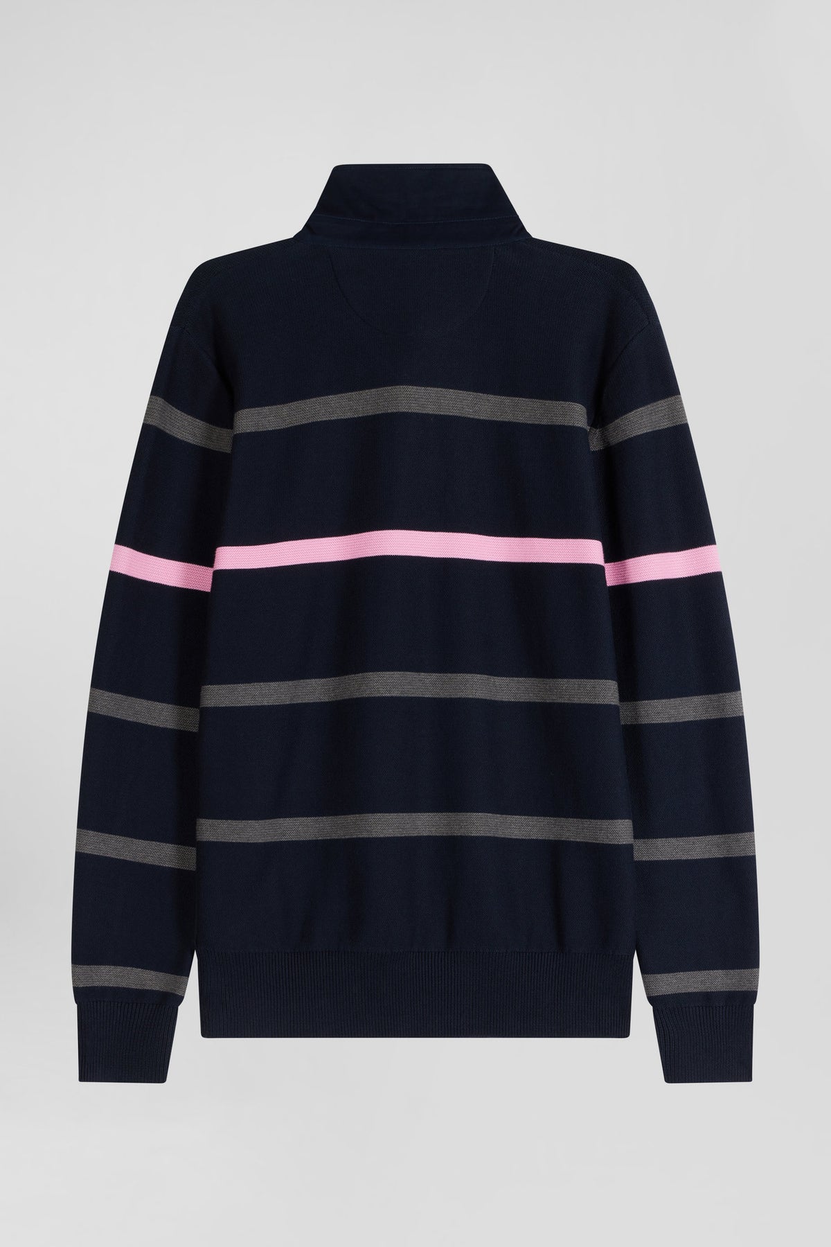 Eden Park Regular Fit Striped Cotton Polo Neck Sweater