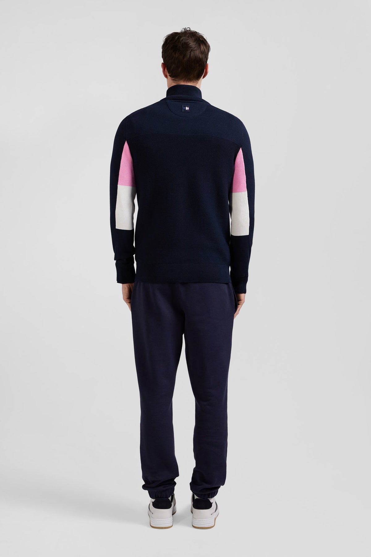 Eden Park Navy Blue Cotton Zipped Sweater Xv De France Regular Fit