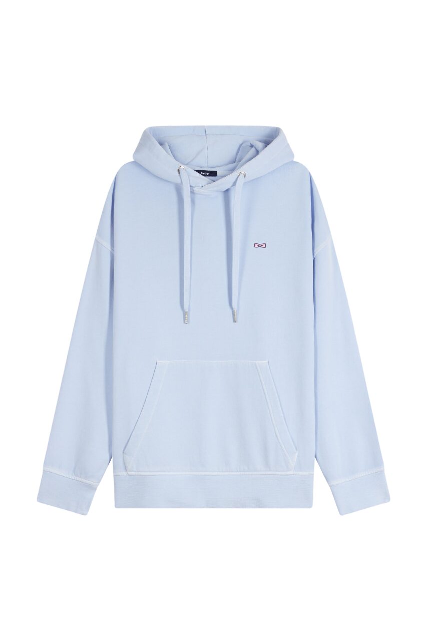 Eden Park Unisex Oversized Fit Overdyed Sky Cotton Fleece Hoodie