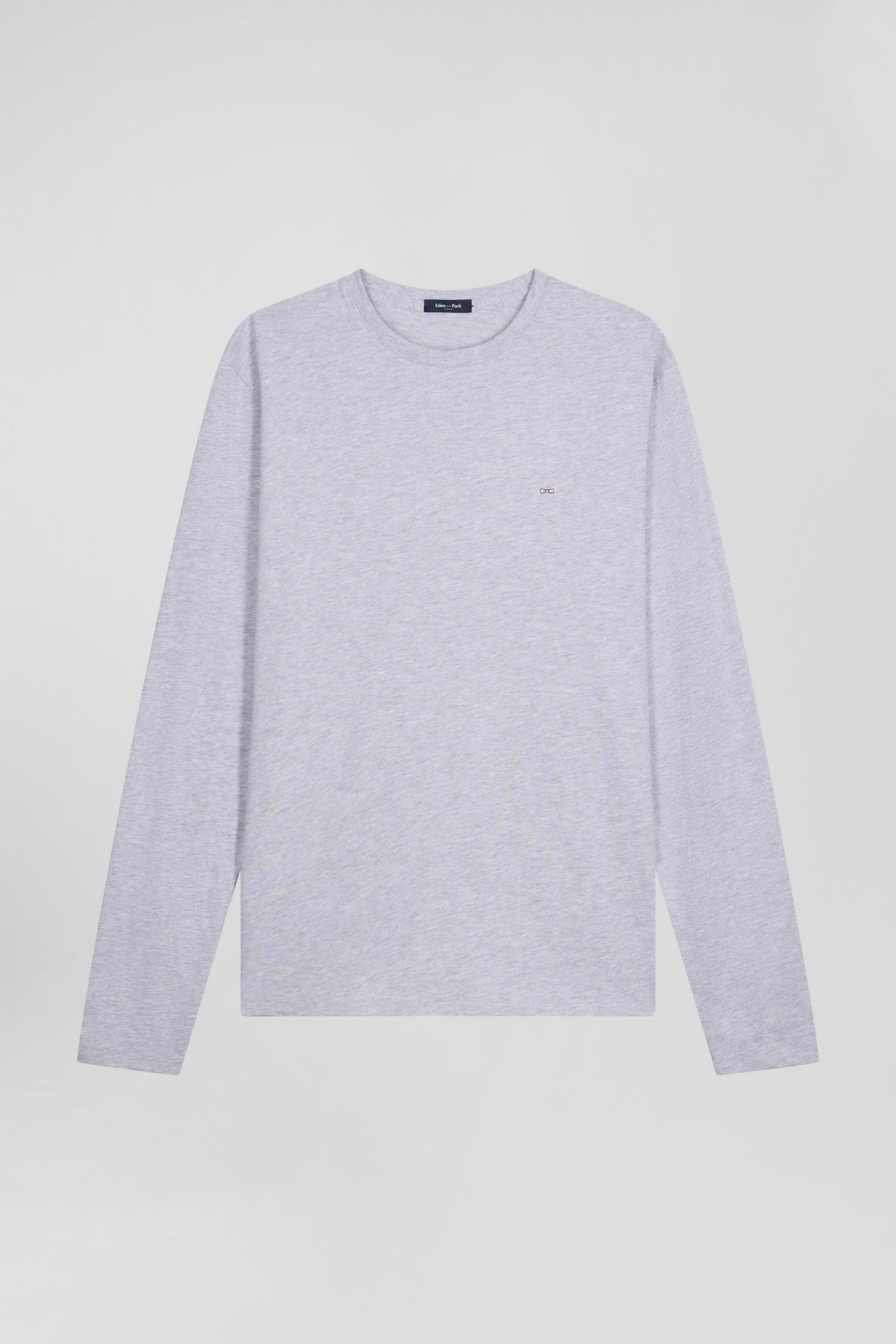 Eden Park Regular Fit Plain Grey Cotton Long Sleeve T-Shirt
