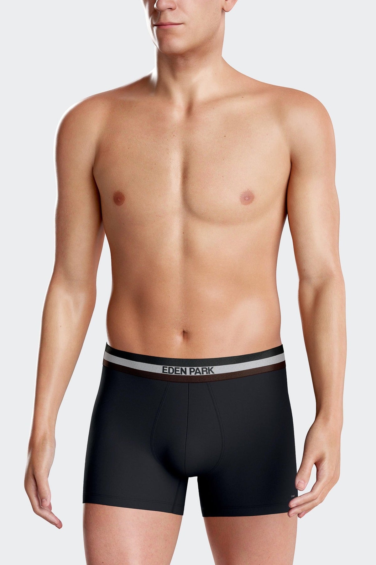 Eden Park Pack Of 2 Boxers In Tricolor Camel Elastic Stretch Cotton