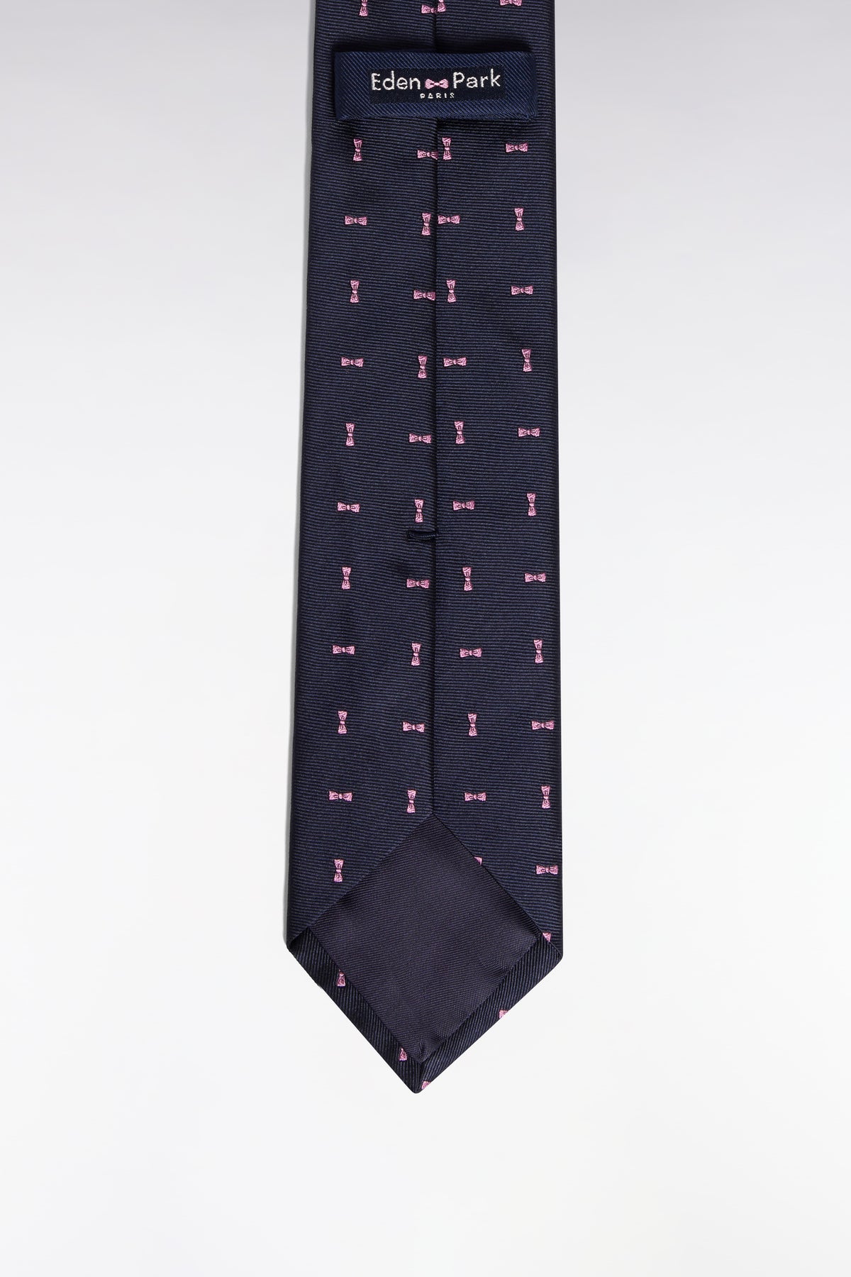 Eden Park Navy silk tie with pink bow tie micro-patterns