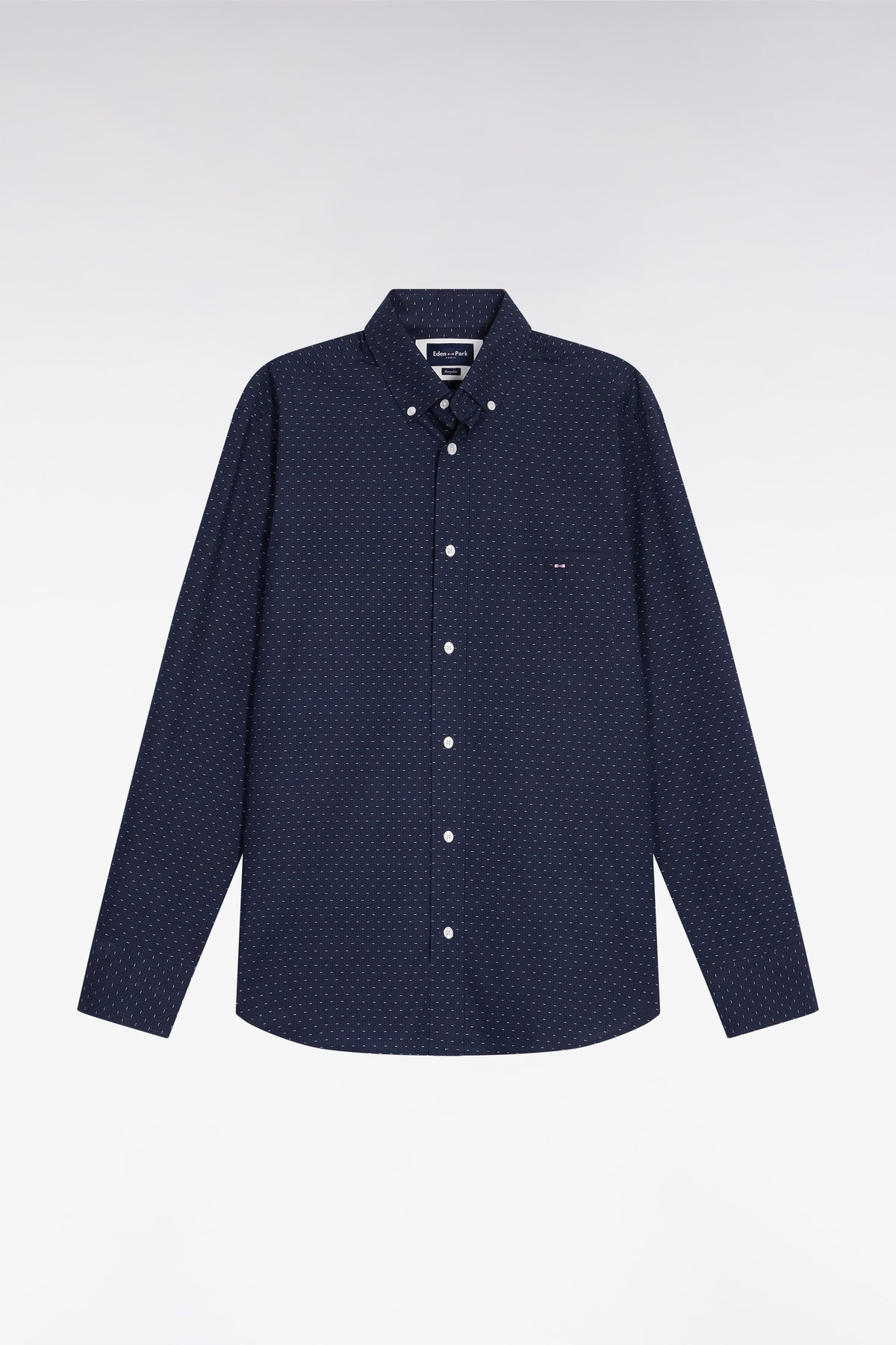 Eden Park Straight-cut navy bow tie micro-patterned cotton shirt