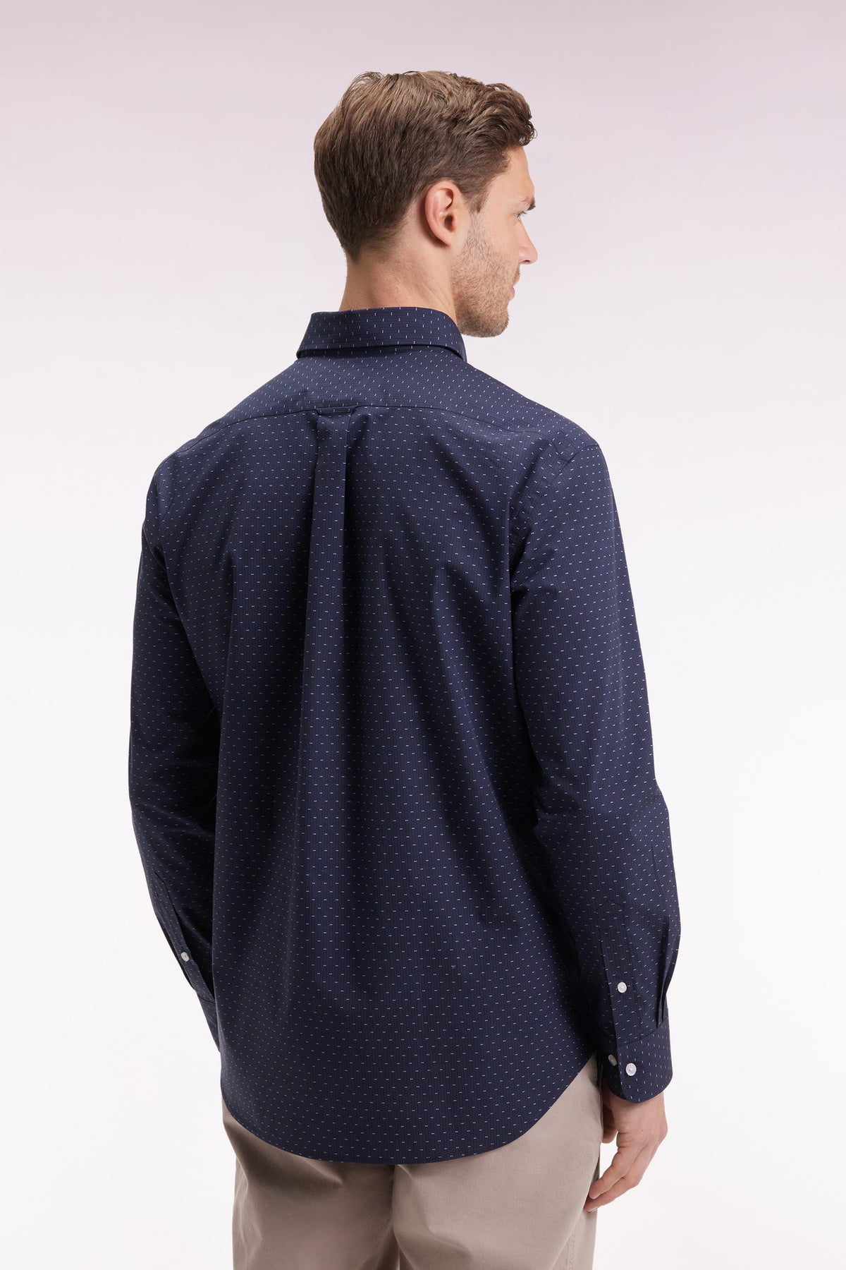 Eden Park Straight-cut navy bow tie micro-patterned cotton shirt