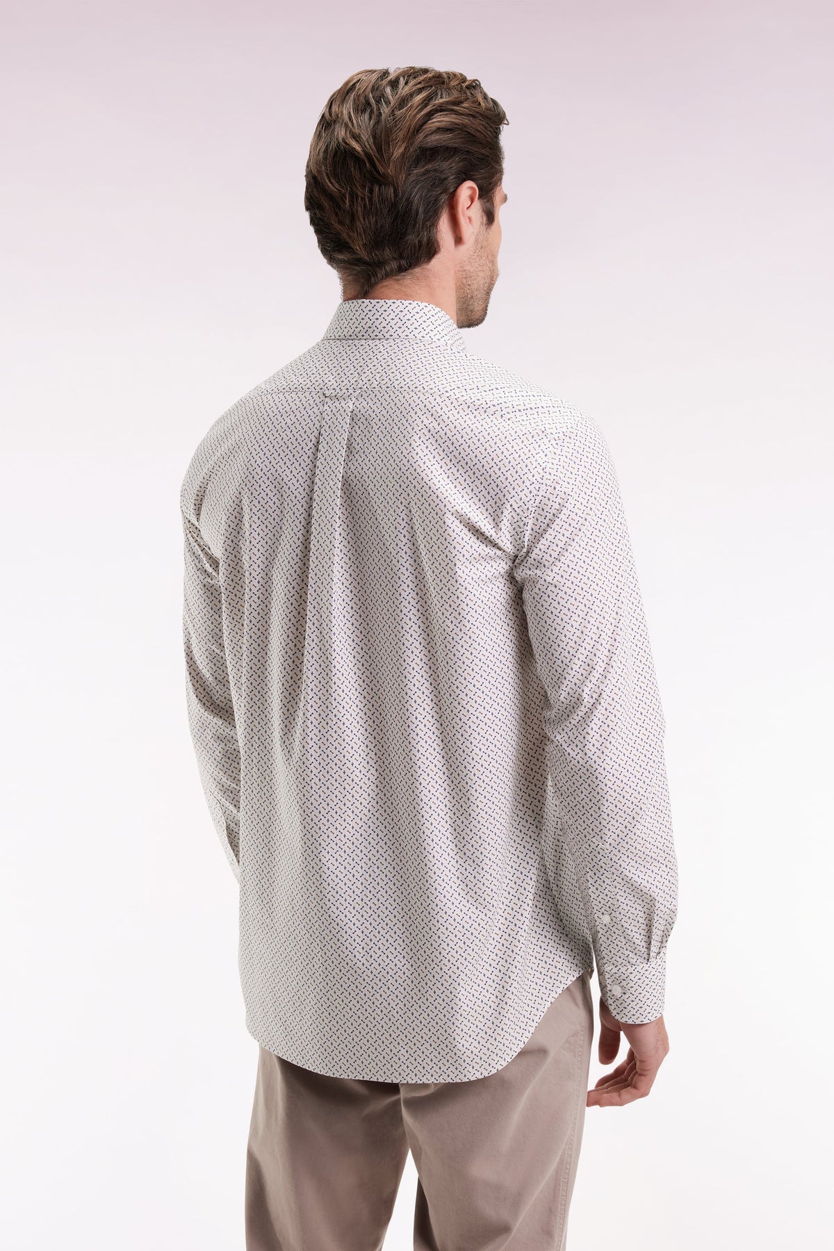Eden Park White cotton shirt with micro-patterns, bow ties, straight cut