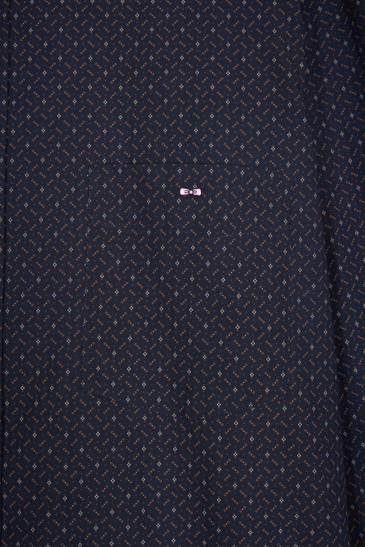 Eden Park Brown cotton shirt with straight cut micro-patterns