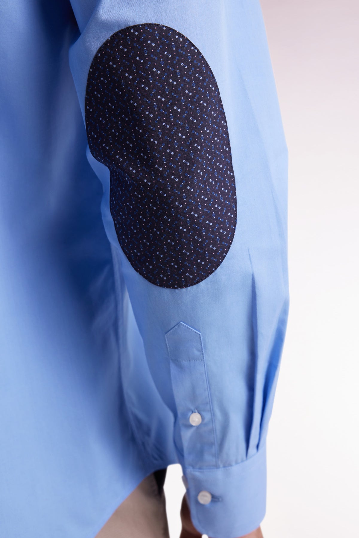 Eden Park Sky cotton shirt with straight cut printed elbow patch