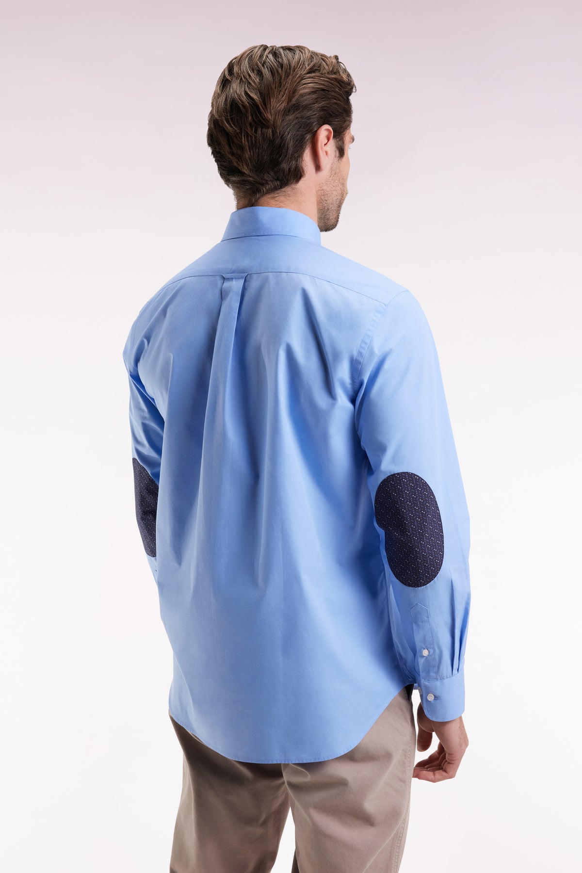 Eden Park Sky cotton shirt with straight cut printed elbow patch