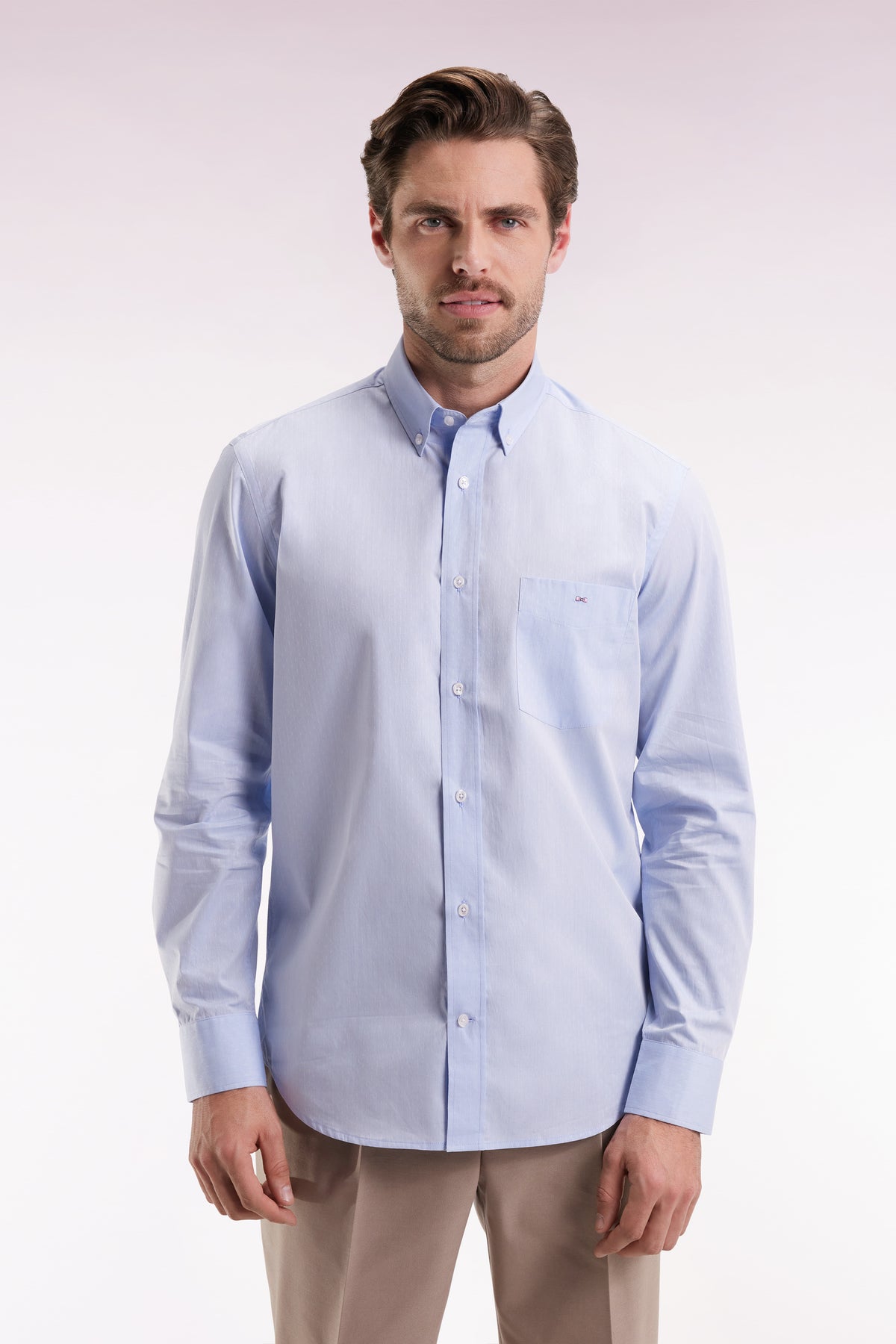 Eden Park Sky cotton shirt with micro-jacquard patterns straight cut