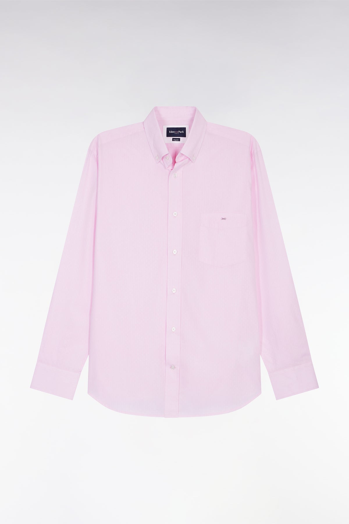 Eden Park Pink cotton shirt with straight cut jacquard micro-patterns