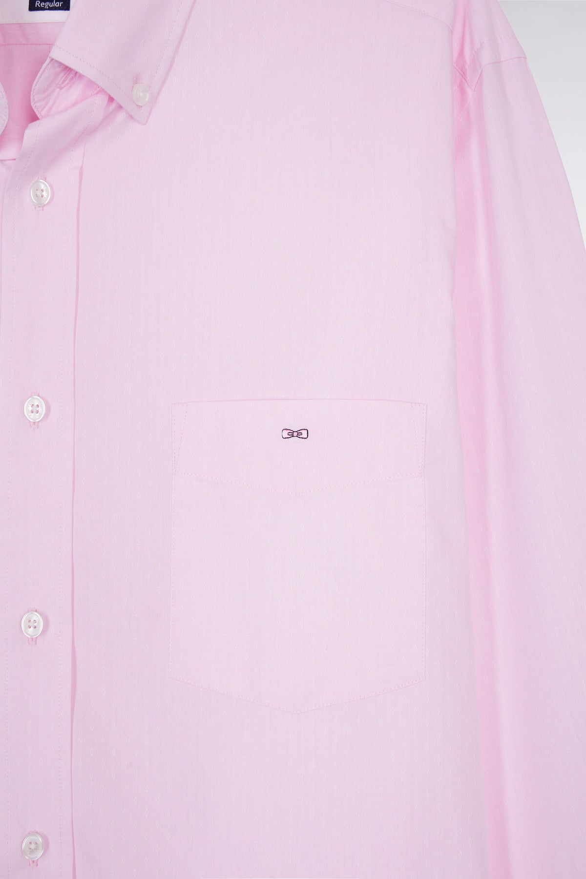 Eden Park Pink cotton shirt with straight cut jacquard micro-patterns