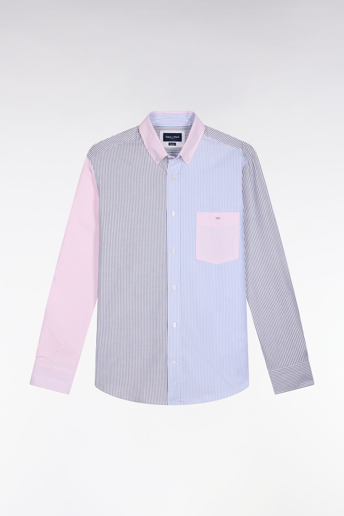 Eden Park Straight-cut three-colour striped cotton twill shirt