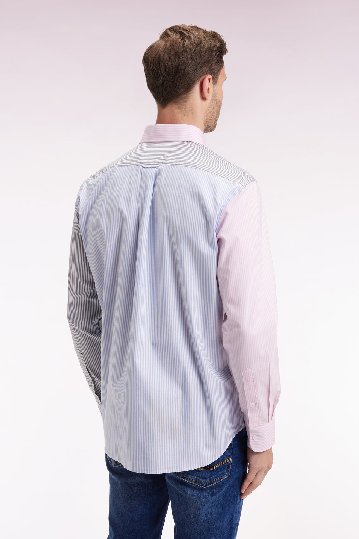 Eden Park Straight-cut three-colour striped cotton twill shirt