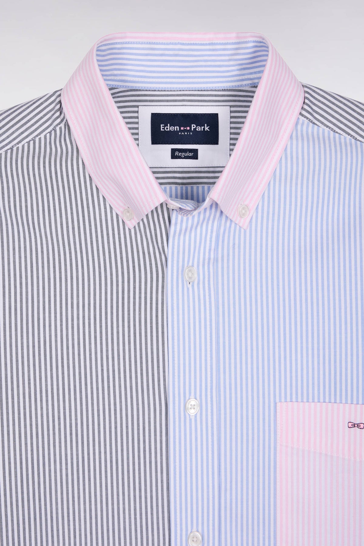 Eden Park Straight-cut three-colour striped cotton twill shirt