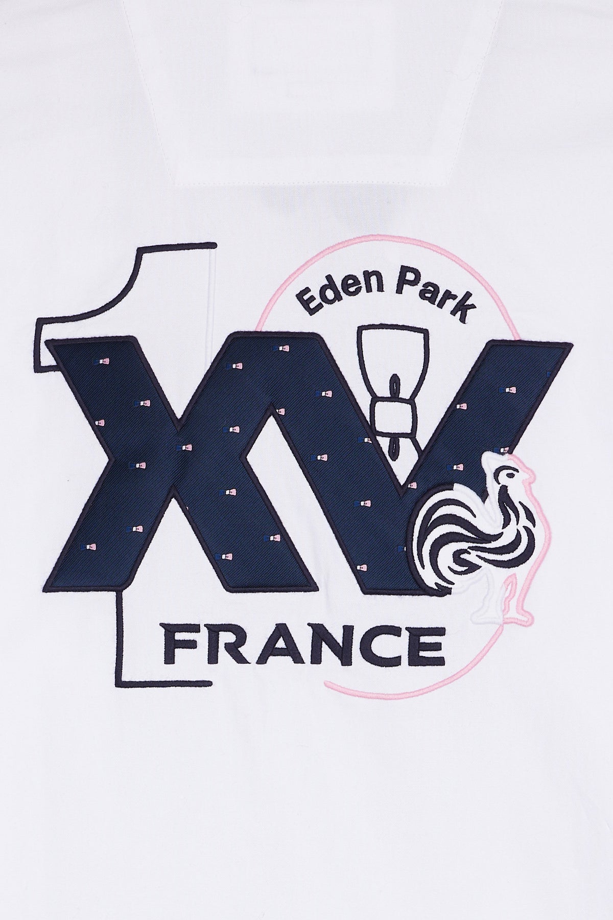 Eden Park White cotton shirt with XV de France embroidery straight cut