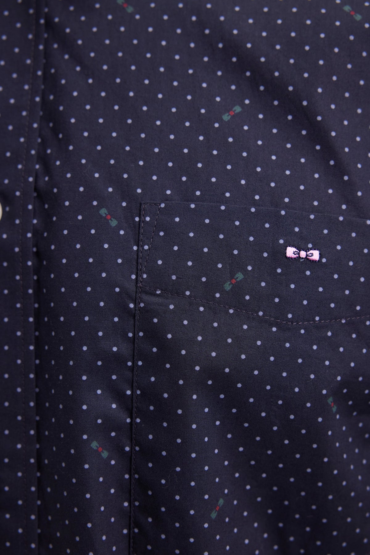 Eden Park Navy Pima cotton shirt with micro-polka dots straight cut