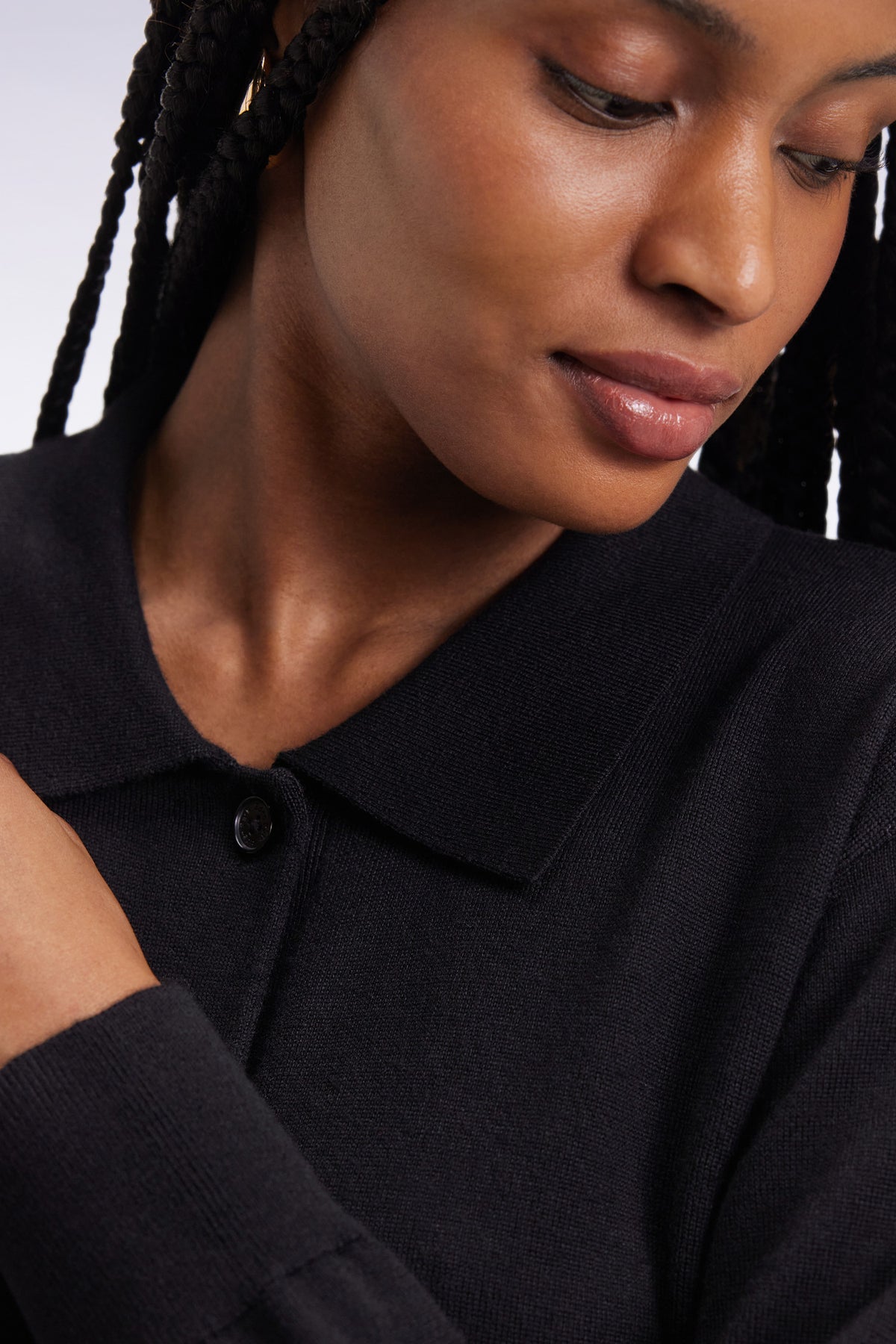 Eden Park Straight-cut black merino wool classic collar cardigan