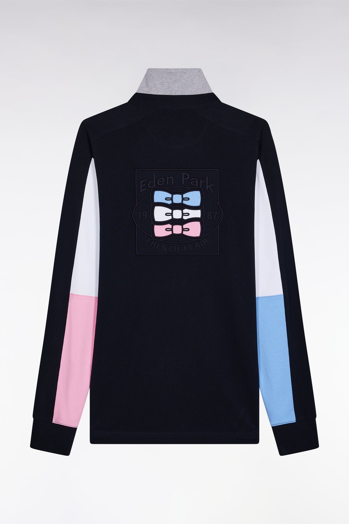 Eden Park Long-sleeved jersey in navy heavyweight cotton jersey embroidered straight cut