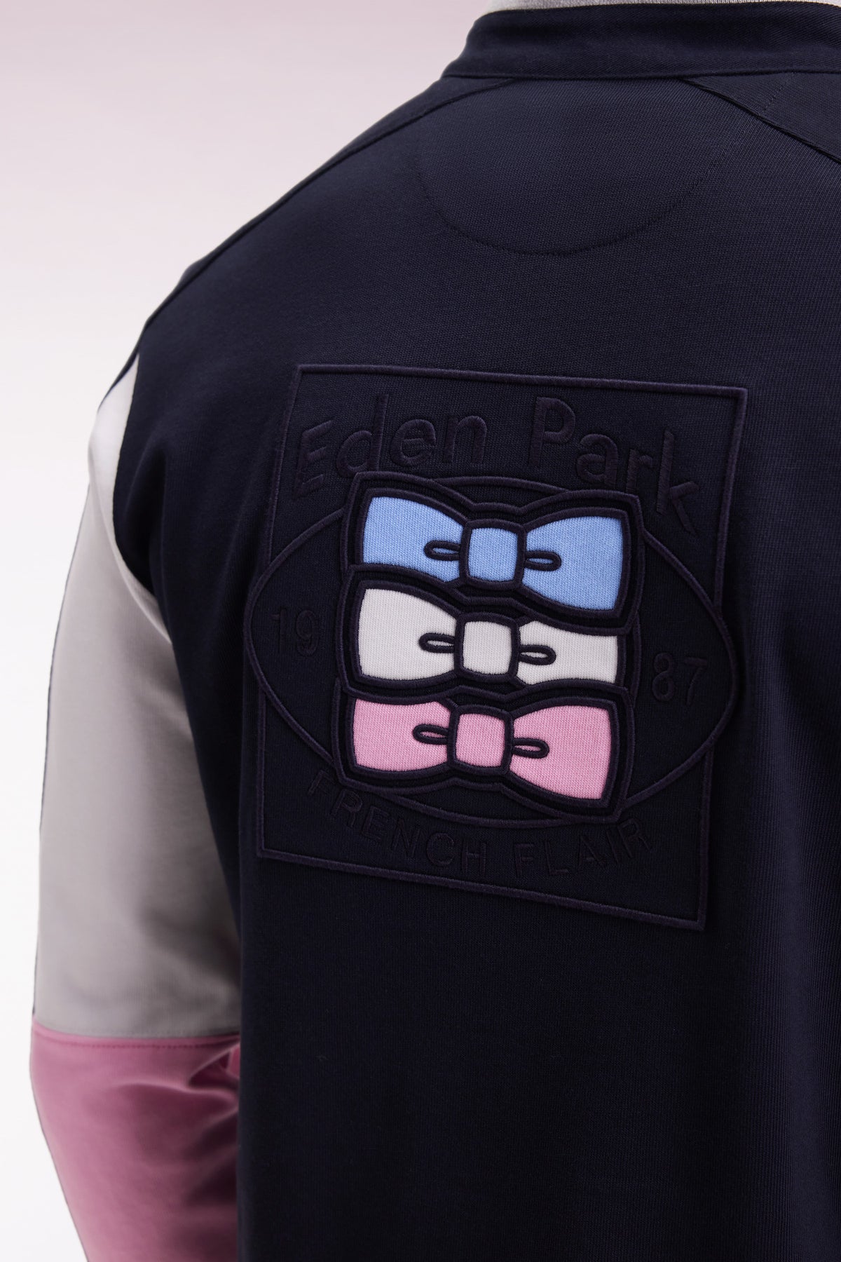 Eden Park Long-sleeved jersey in navy heavyweight cotton jersey embroidered straight cut